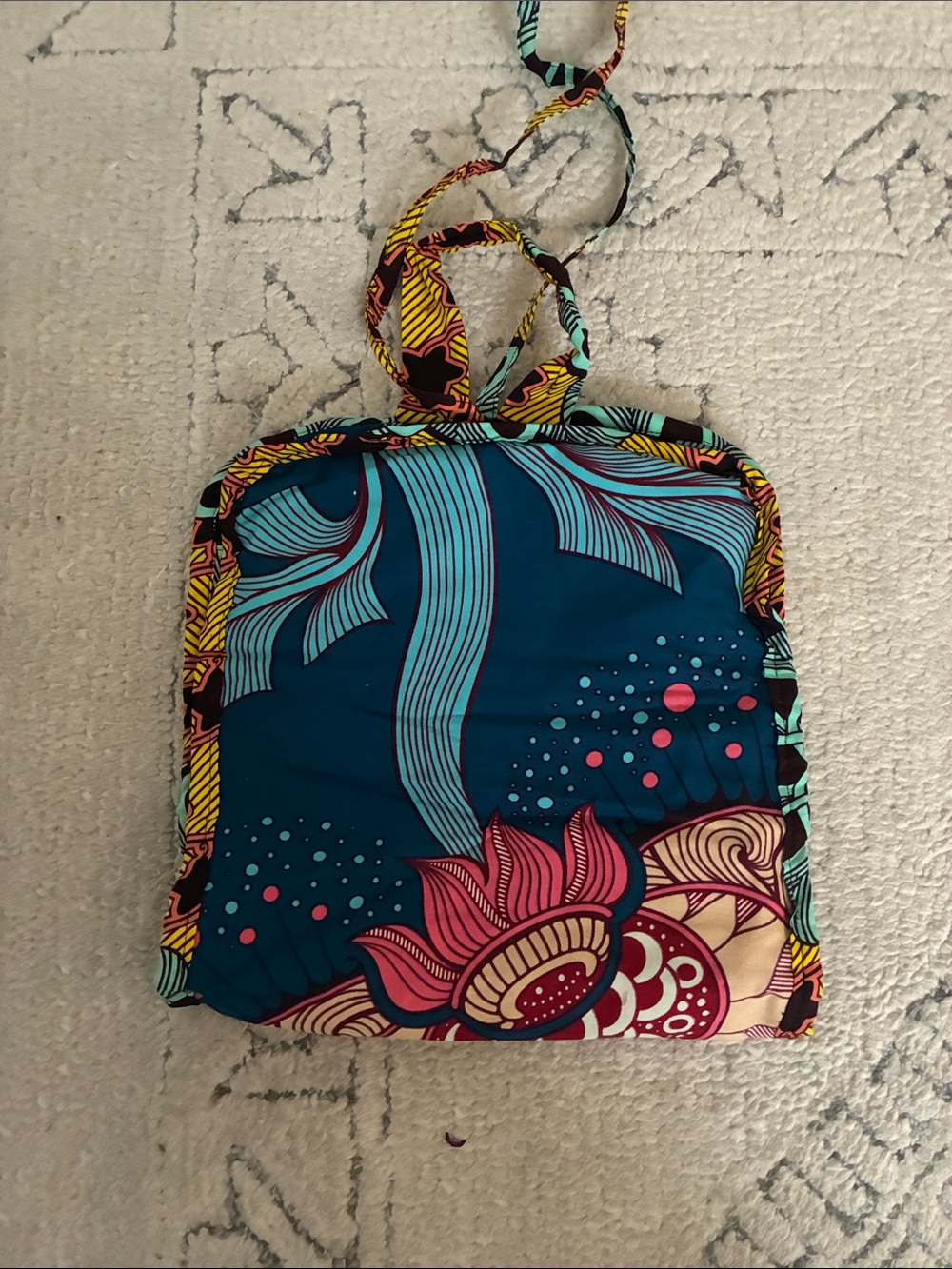 Vibrant Patterned Hanging Jewelry Organizer - Yellow, Teal, Burgundy